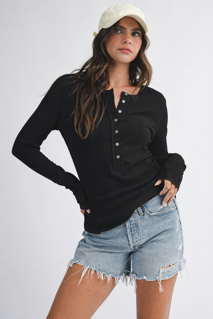 8630HK Henley Long Sleeve Top