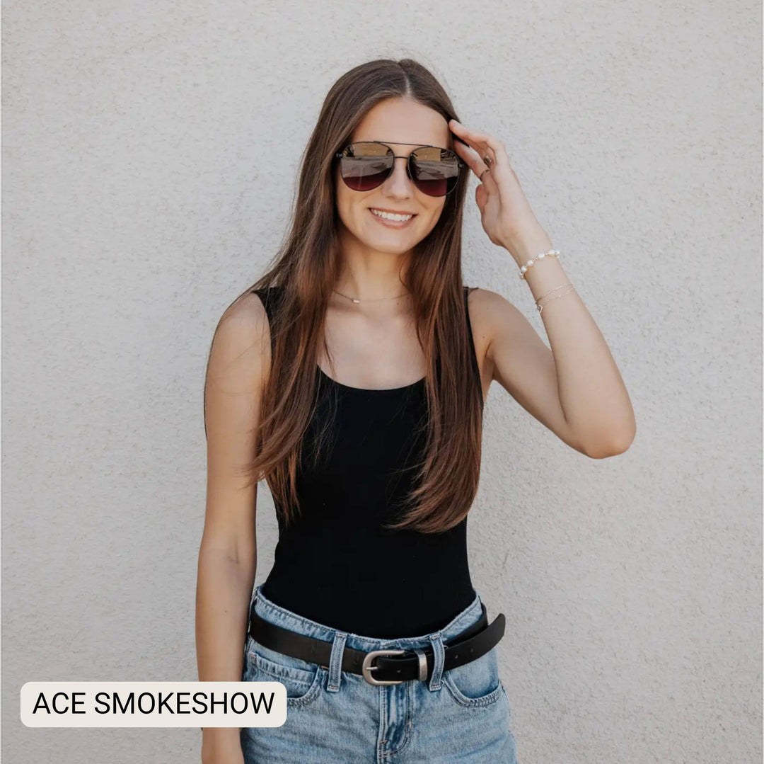 ACE - Unisex Aviator Sunglasses – Polarized Hair-Friendly