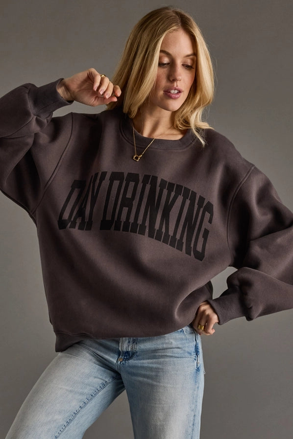 DAY DRINKING Charcoal Graphic Sweatshirt