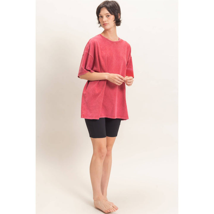 Mineral Wash Oversized Crew Neck T-Shirts