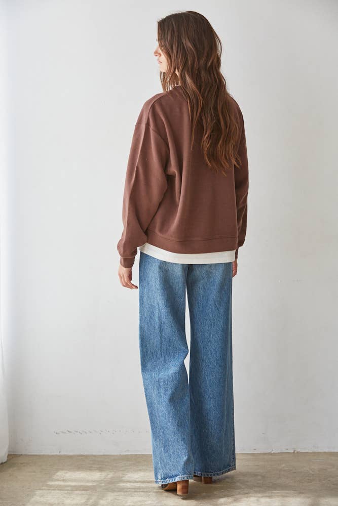 L8680 | Knit Cotton Polyester Crew Neck Sweatshirt Top