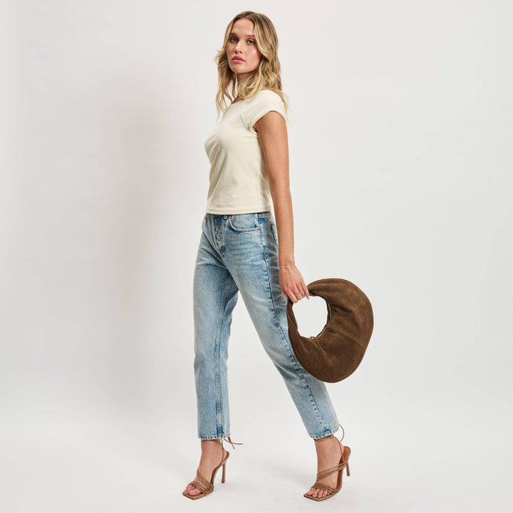 Farrah Genuine Suede Leather Hobo