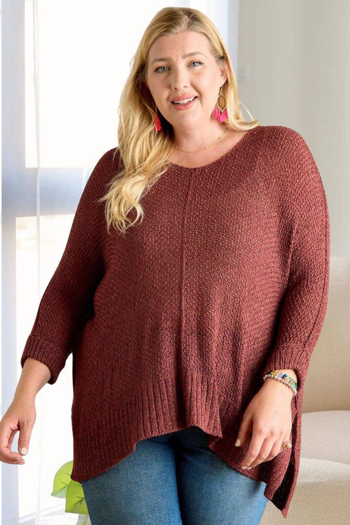 PLUS LOOSE FIT BASIC KNITTED SWEATER -CESW1922X