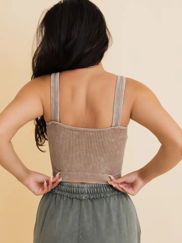Just Breathe Washed Ribbed Padded Bralette