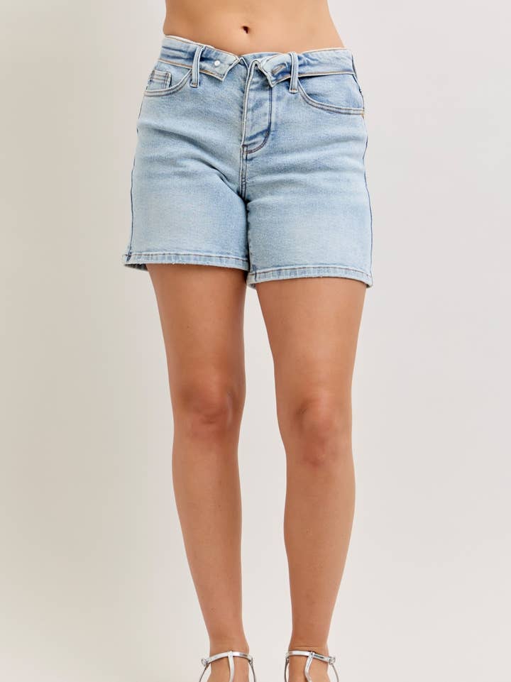 Judy Blues Hw Slim Short w/ Foldover Waistband