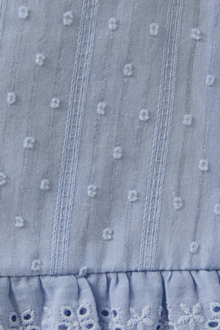 DROP WAIST COTTON EYELET MINI DRESS