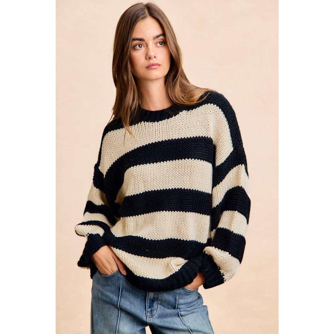 STRIPE CHUNKY SWEATER TOP