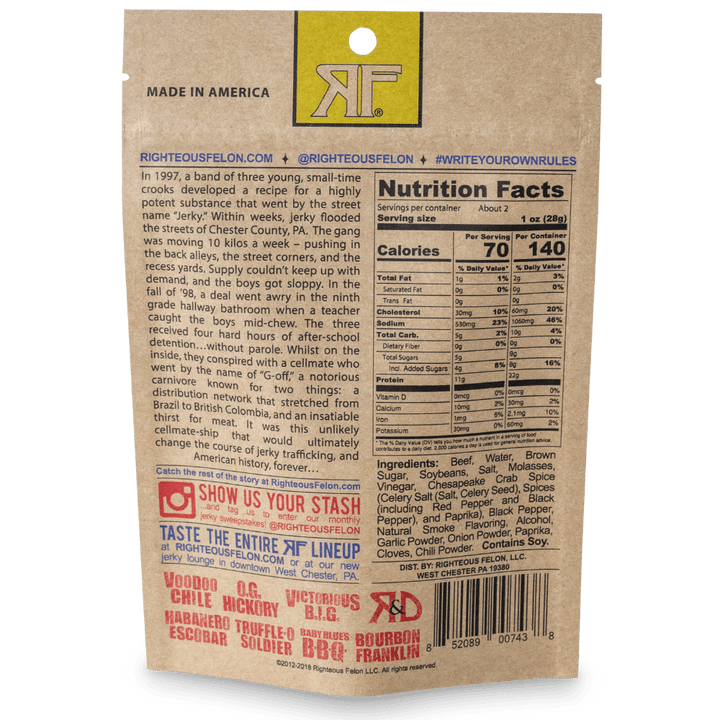 Righteous Felon Maryland Monroe Beef Jerky 2oz