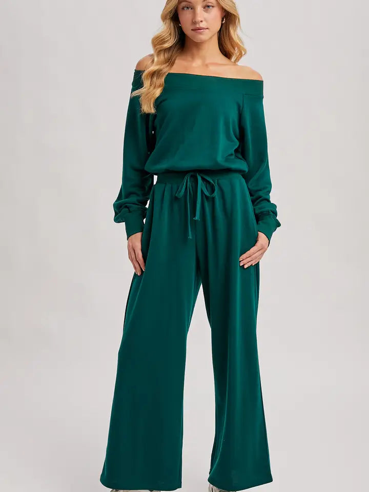 Hunter Off-Shoulder Knit Wide-Leg Jumpsuit