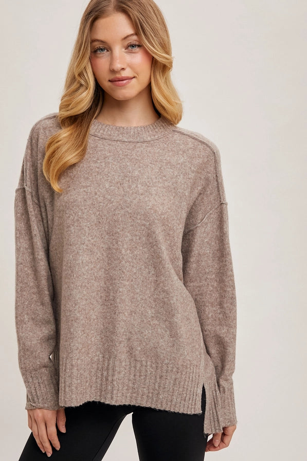 Cozy Crew Knit Pullover – Latte
