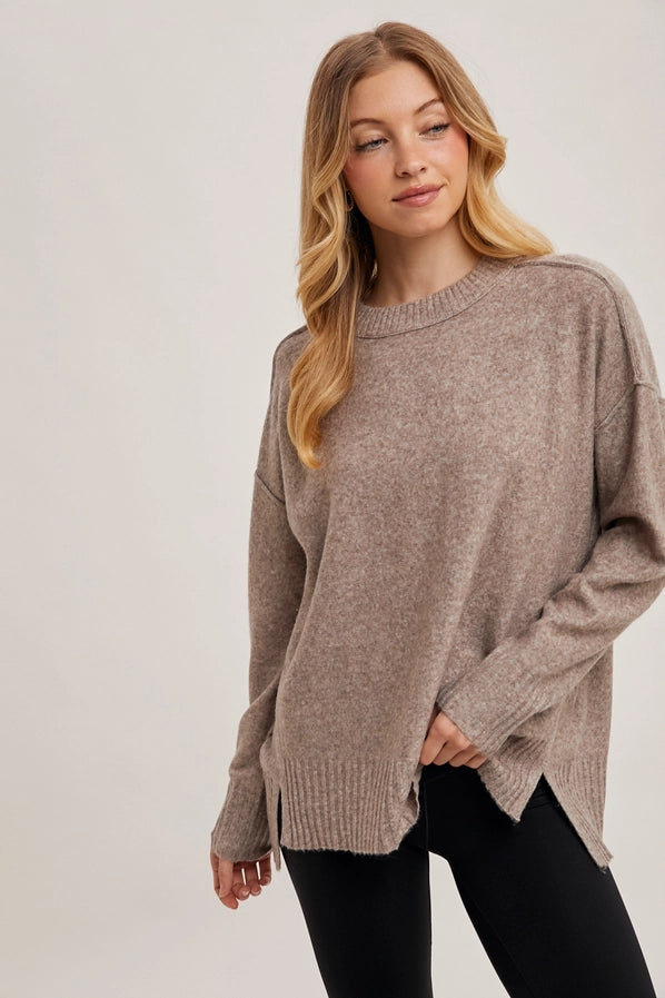 Cozy Crew Knit Pullover – Latte