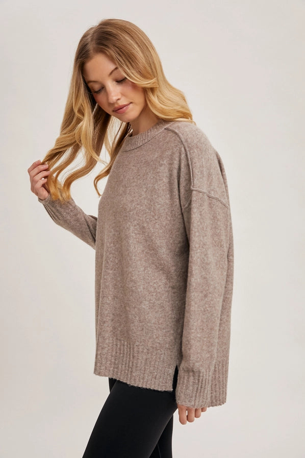 Cozy Crew Knit Pullover – Latte
