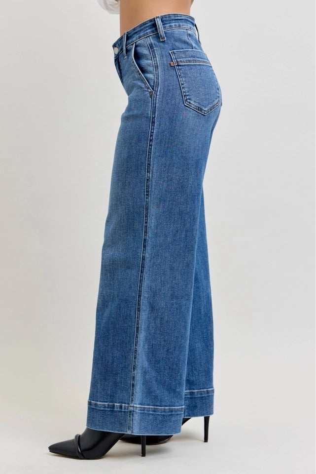 Judy Blue MR Petite Retro Wide-Leg Trouser Jeans
