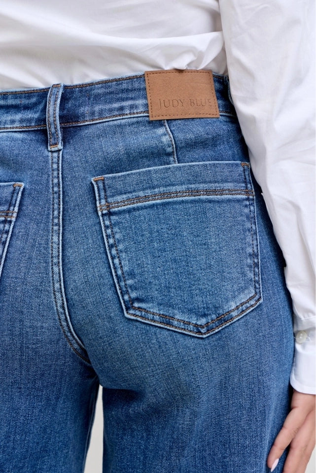 Judy Blue MR Petite Retro Wide-Leg Trouser Jeans