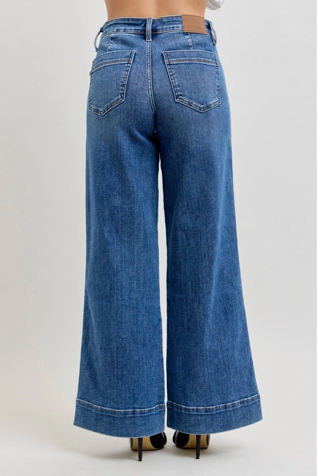 Judy Blue MR Petite Retro Wide-Leg Trouser Jeans