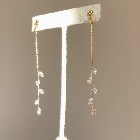 Gracie Dangles – Gold | Dainty Vine Earrings | Bridal Chic