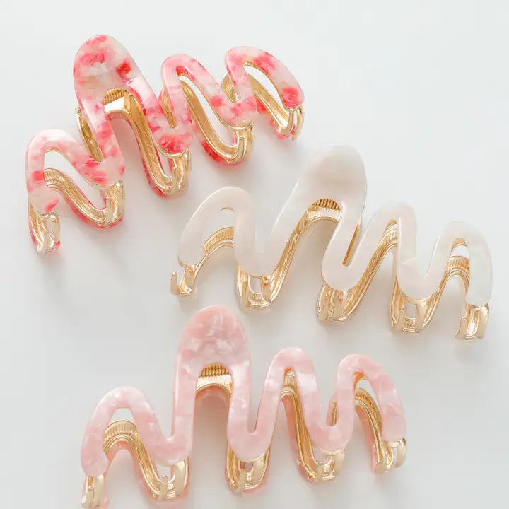 Willow Rosé | Large Squiggle Metal Claw Clip